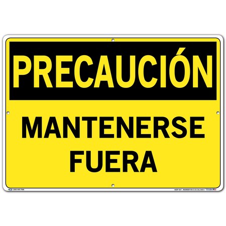 Vestil Aluminum Sign, 14-1/2" Height, 20-1/2" Width, Aluminum, Rectangle, Spanish SI-C-31-E-AL-040-S